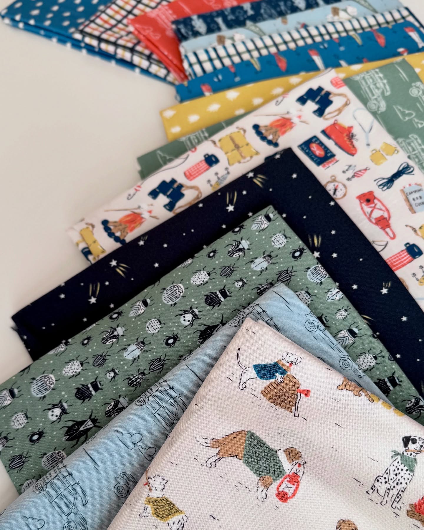 Retro Plaid - Blue & Green - Camp Canine - GOTS Organic Cotton