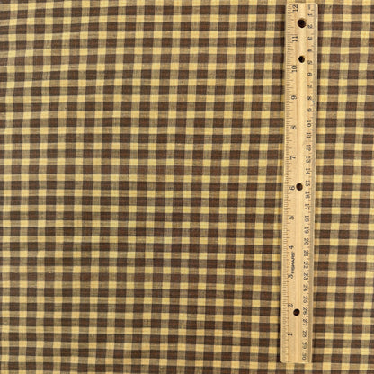 Yarn Dyed European Linen Plaid - Brown & Beige
