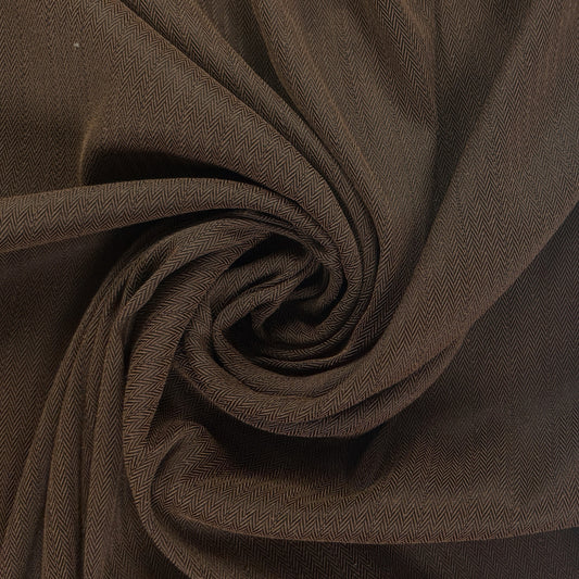 Stretch Polyester Herringbone Twill - Brown/Black  - Deadstock