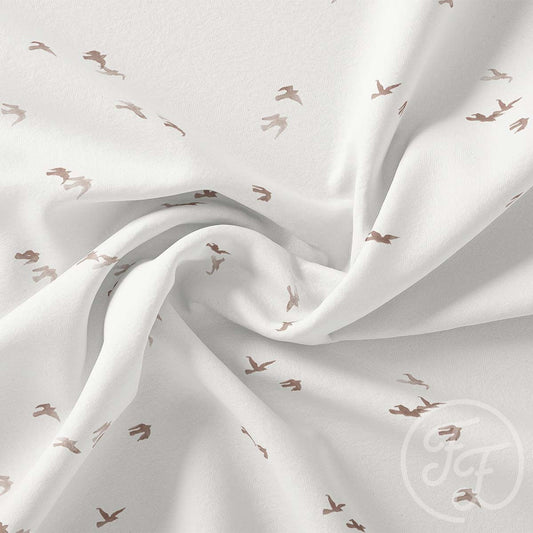 32" Remnant - Birdflight - Light Cream Grey Beige - Cotton French Terry Knit
