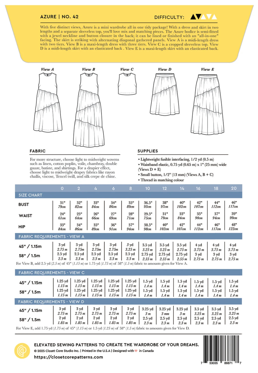 Azure Dress, Top & Skirt - By Closet Core Patterns