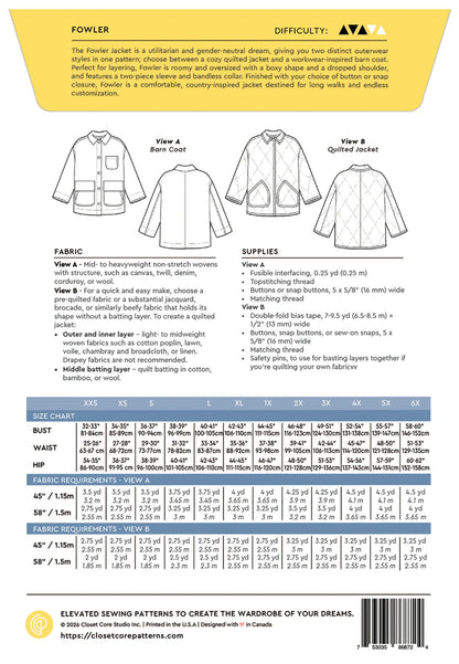 Fowler Barn Coat & Quilted Jacket - By Closet Core Patterns