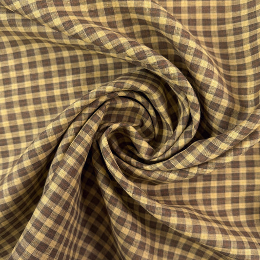 Yarn Dyed European Linen Plaid - Brown & Beige
