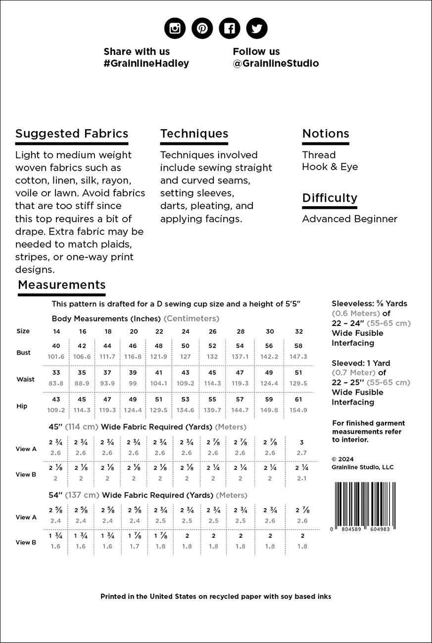 The Hadley Top Pattern - 14 - 32 - Grainline Studio