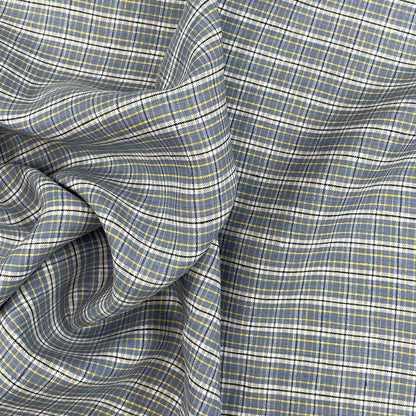 Yarn Dyed 100% Linen Plaid - Blue Tiny Check - 58"