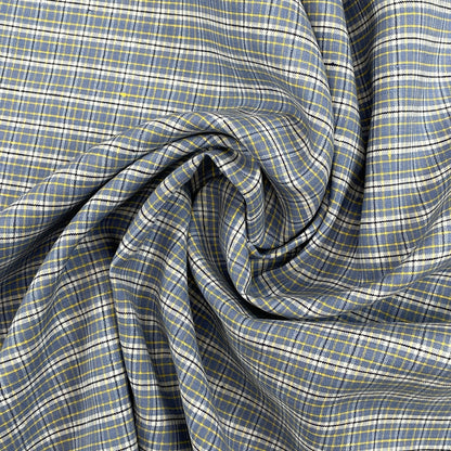 Yarn Dyed 100% Linen Plaid - Blue Tiny Check - 58"