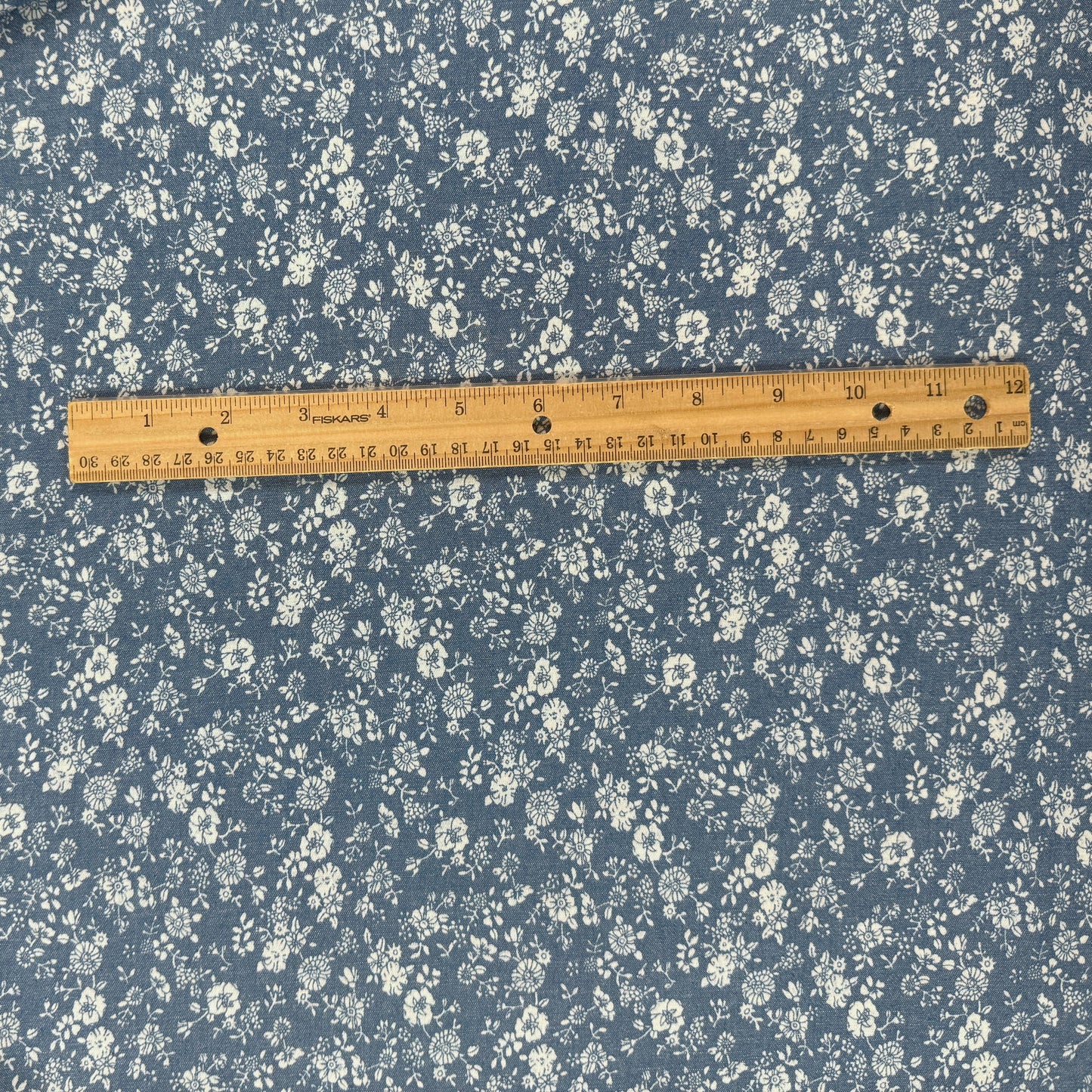 30" Remnant - Cotton Denim Print - Ditsy Floral
