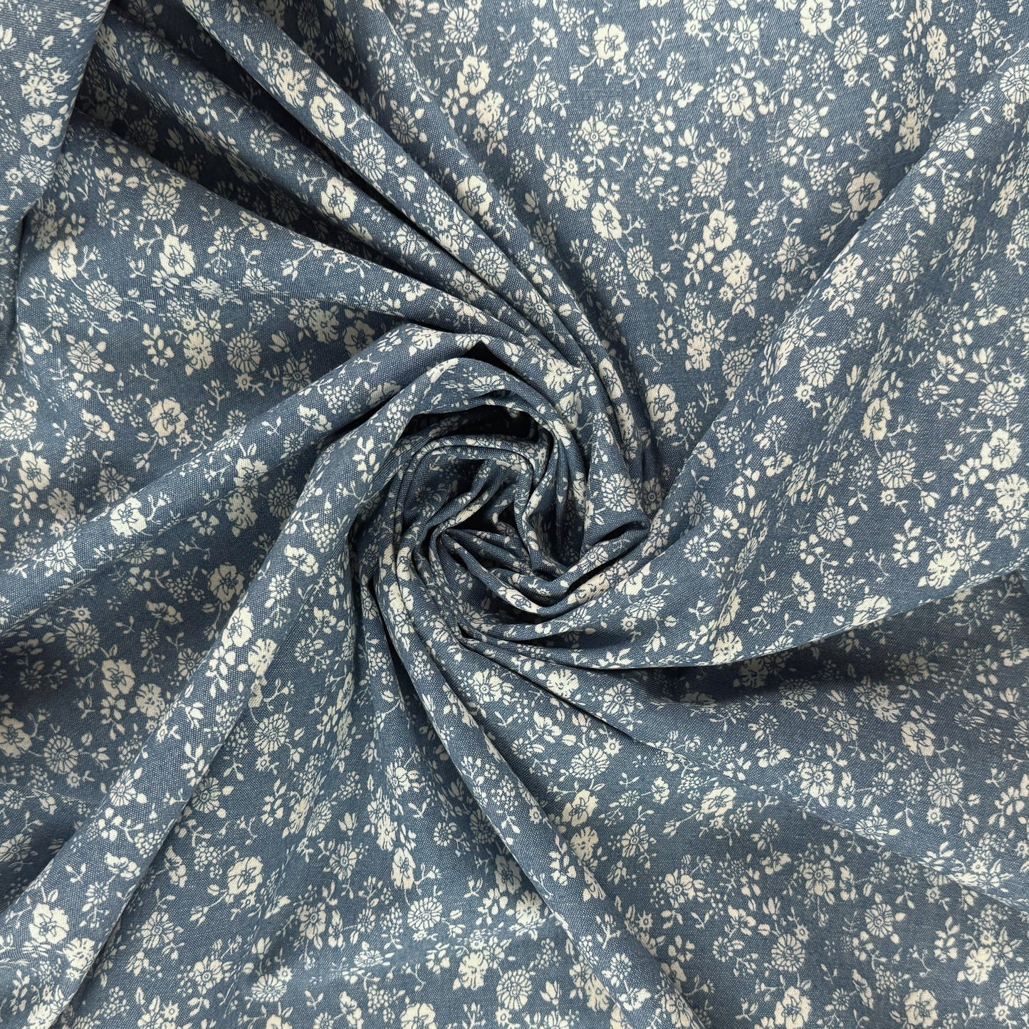 30" Remnant - Cotton Denim Print - Ditsy Floral