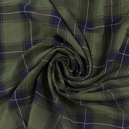 Rayon Twill - Green & Blue Plaid