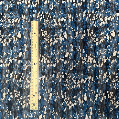 Abstract Crinkle Mesh Knit - Abstract Blue and Black - Poly