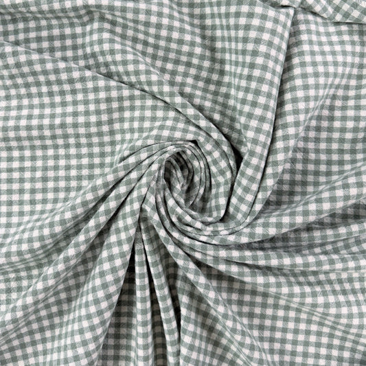 Organic Yarn Dyed Cotton - Sage Gingham