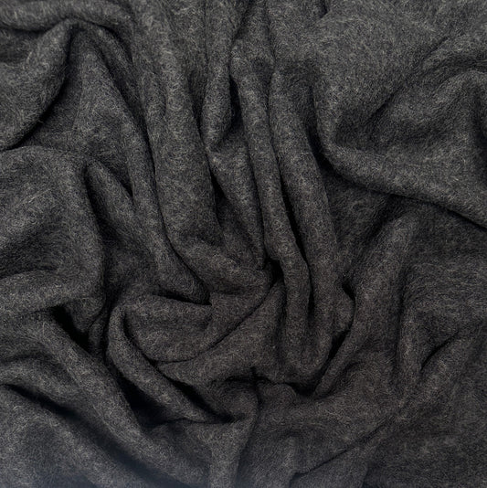 37" Remnant - Wool Viscose Charcoal Grey Coating - Deadstock