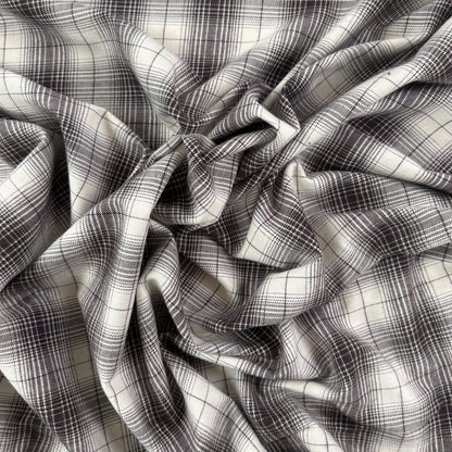 Yarn Dyed Plaid Cotton Flannel - Black & White - Film Studio Deadstock