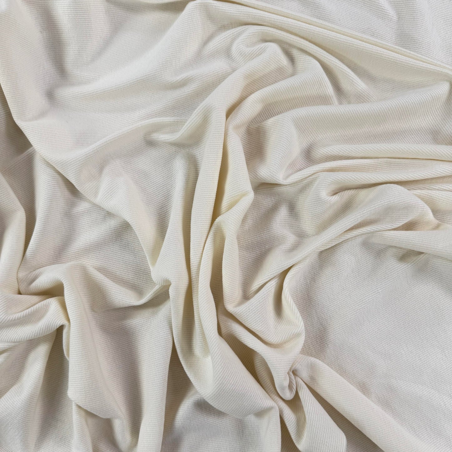 Cotton Tencel 2x2 Rib Knit - Ivory - Designer Deadstock