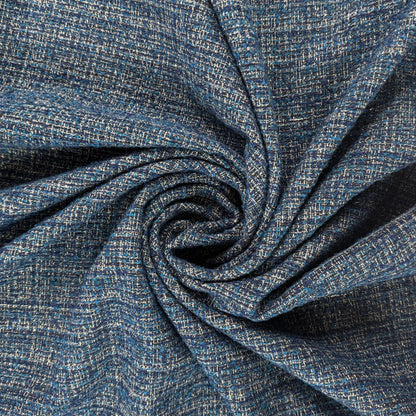 Textured Cotton Tweed Coating - Blue - Designer Deadstock
