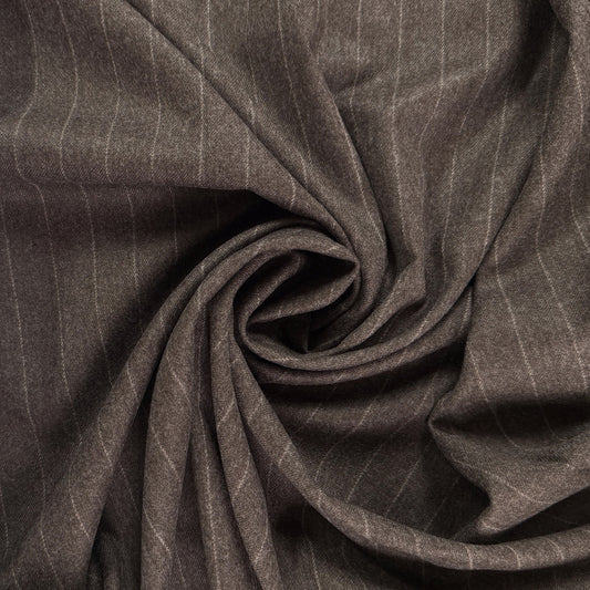 Wool Twill Suiting - Brown Stripe - Film Studio Deadstock