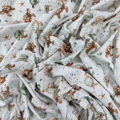 Digitally Printed Cotton Jersey Knit - Sea Turtles