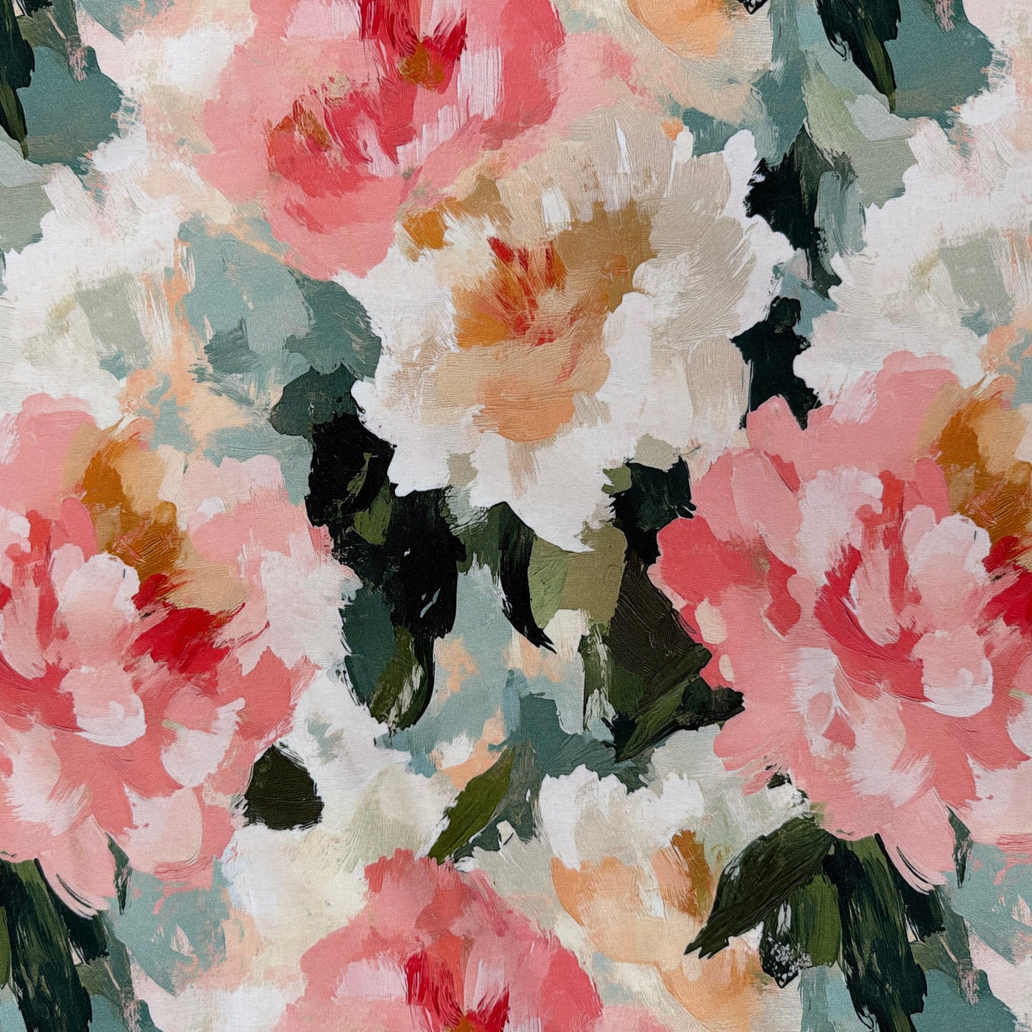 Digitally Printed Cotton Jersey Knit - Large Watercolour Florals