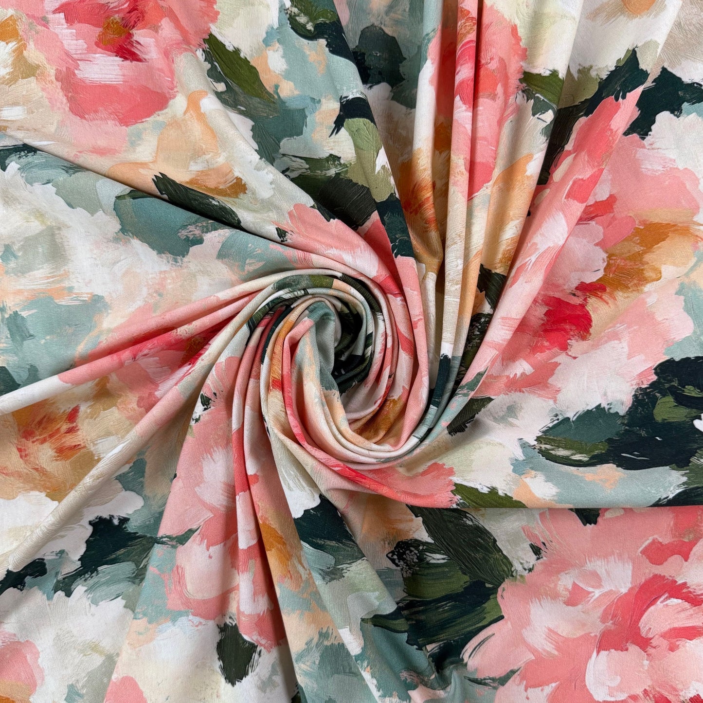 Digitally Printed Cotton Jersey Knit - Large Watercolour Florals