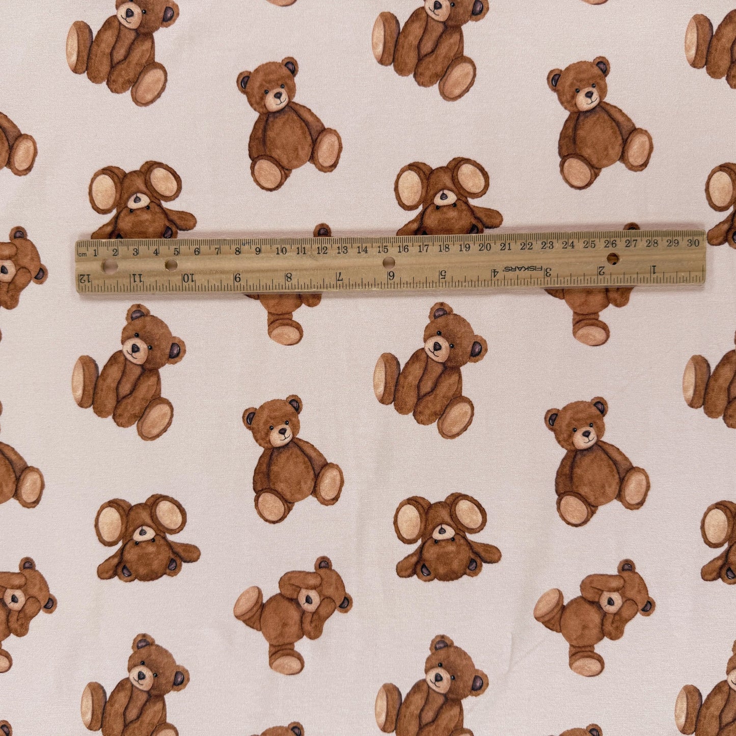 Digitally Printed Watercolor Cotton Jersey Knit - Teddy Bear