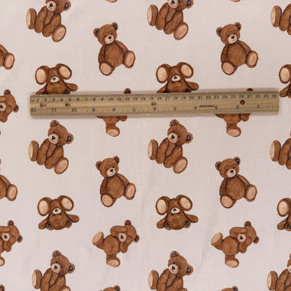 Digitally Printed Watercolor Cotton Jersey Knit - Teddy Bear