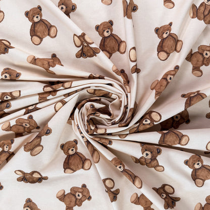 Digitally Printed Watercolor Cotton Jersey Knit - Teddy Bear