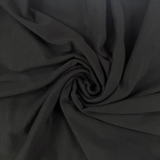 Rayon Polyester Rib Knit - Black - Deadstock