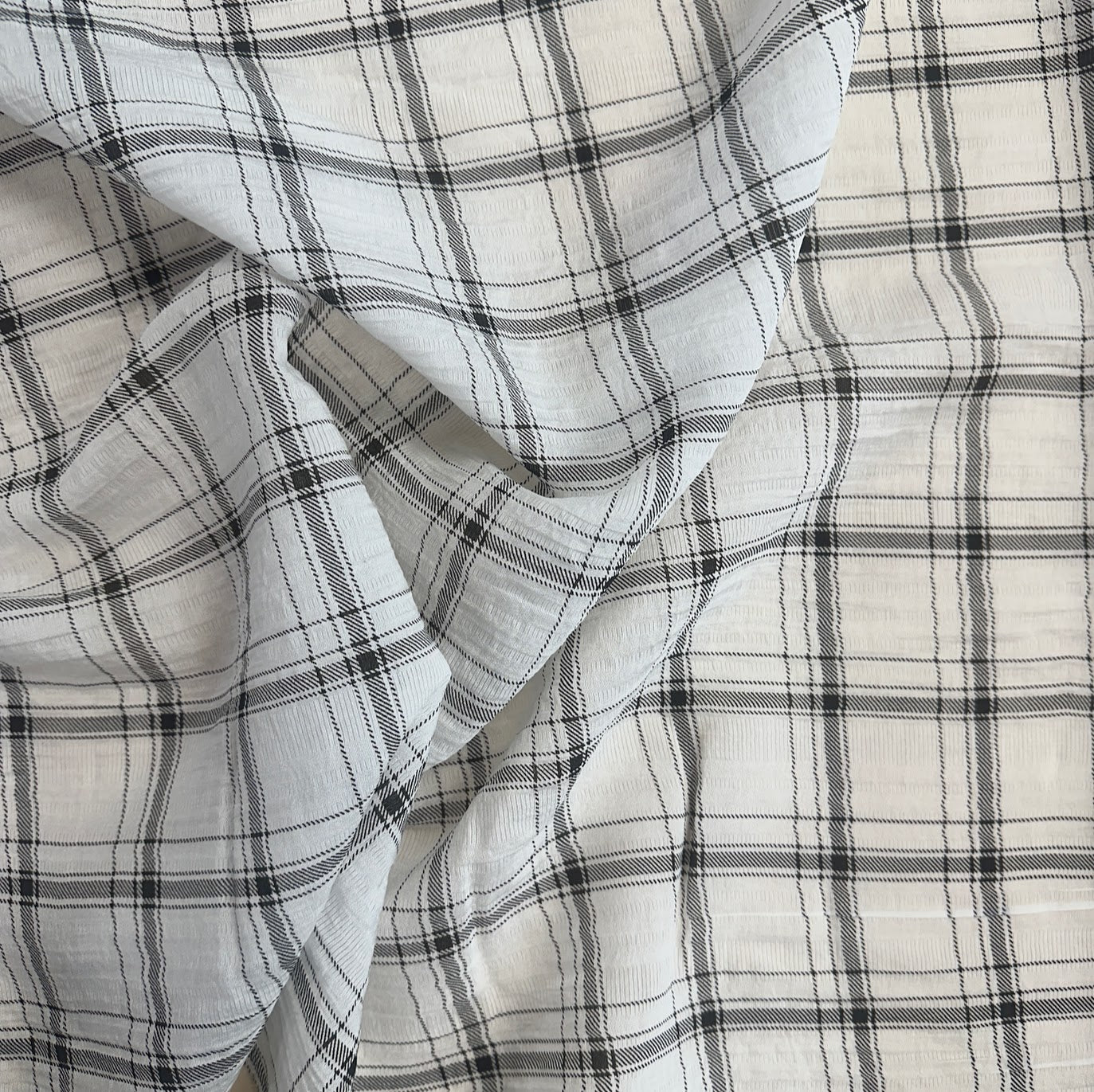 Black and White Check Gauze Woven - Poly - Deadstock