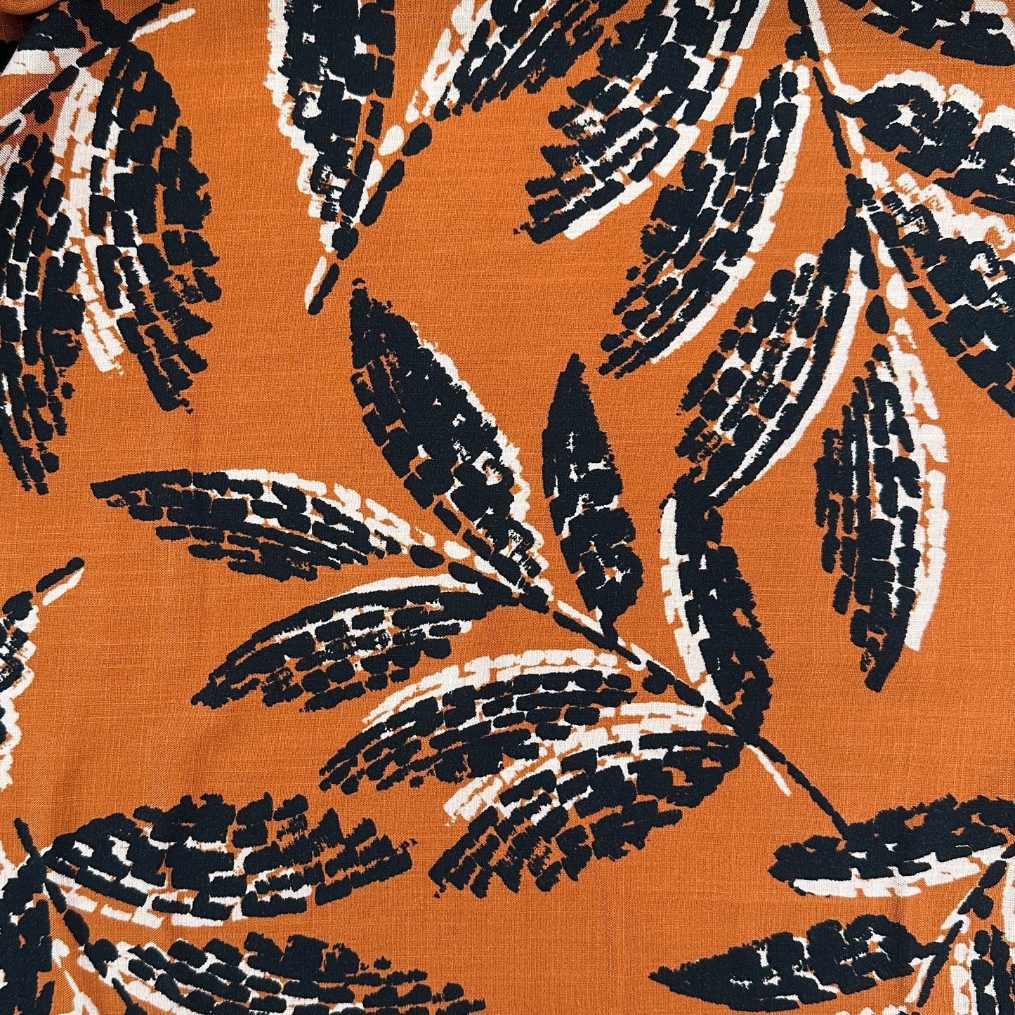 Leaves - Viscose Textured Stretch Slub - Rust / Black