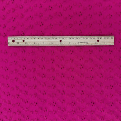 Stretch Cotton Embroidered Florals - Fuchsia