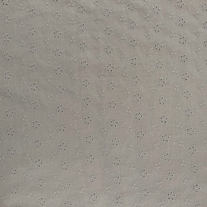 Embroidered Eyelet Cotton Voile - Flower Vines - Taupe