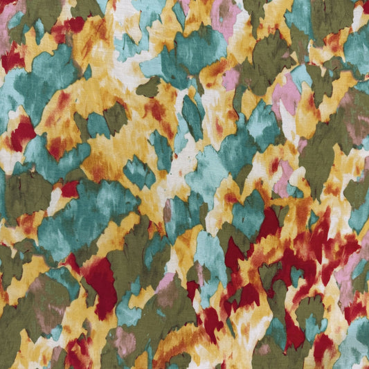 Tencel Nylon Digital Print - Teal & Yellow Abstract