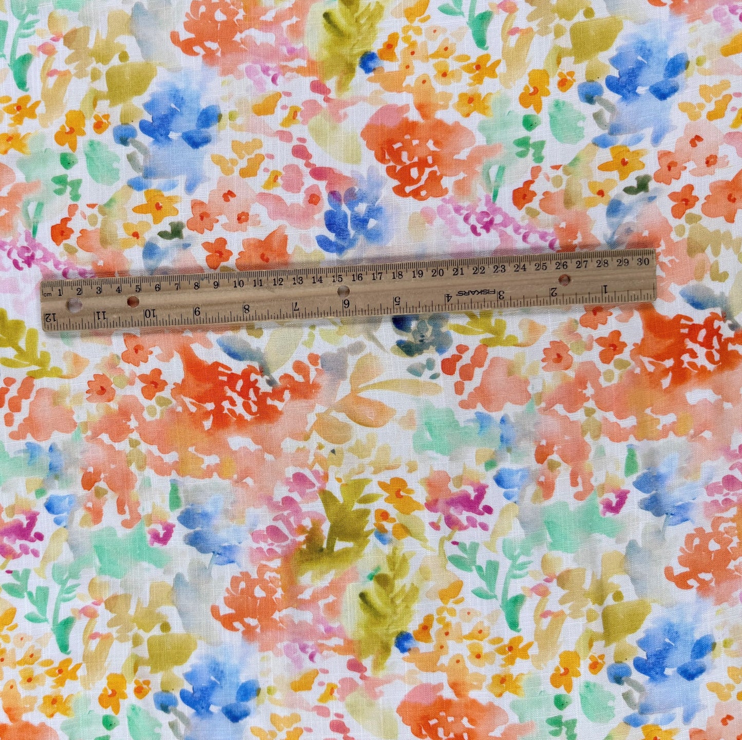 Rayon Slub Digital Print - Coral Watercolour Florals