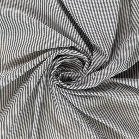 Yarn Dyed Striped Cotton Lawn - Charcoal