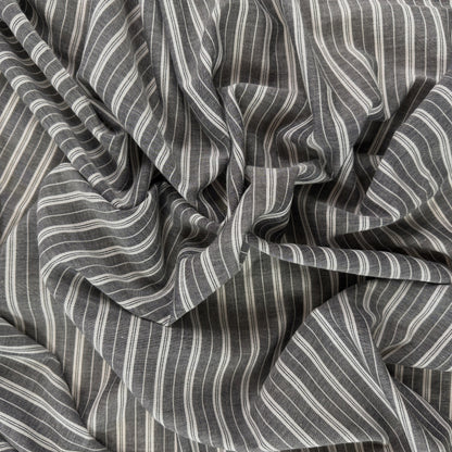 Yarn Dyed Striped Cotton - Charcoal & Ivory