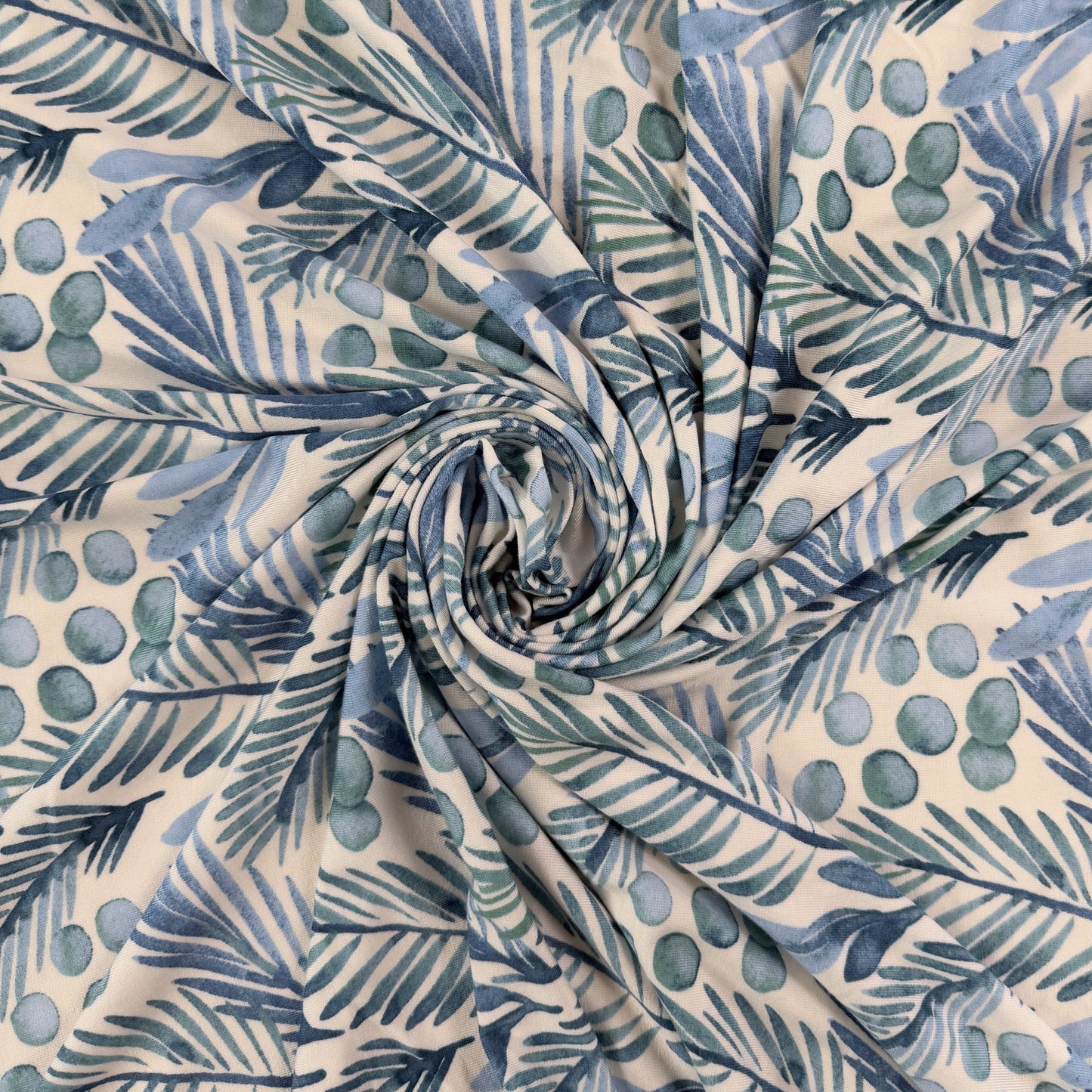 30"Remnant - Modal Jersey Knit - Blue Foliage