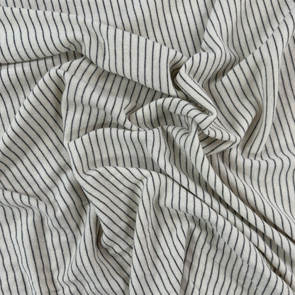 27" Remnant - Organic Cotton French Terry Stripes - White & Grey - Local Deadstock