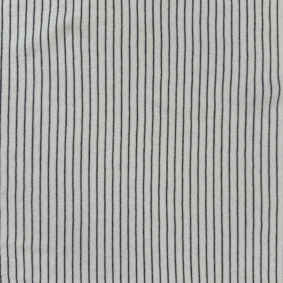 27" Remnant - Organic Cotton French Terry Stripes - White & Grey - Local Deadstock