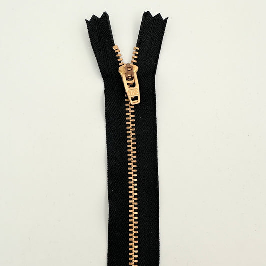 #4.5 Brass Zippers - 18" - Black - Close Ended