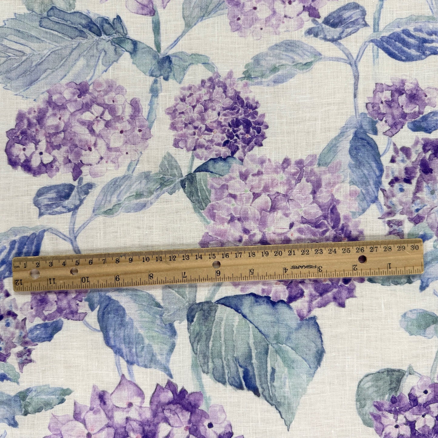 45" Remnant - European Linen - Purple Hydrangea - 59"