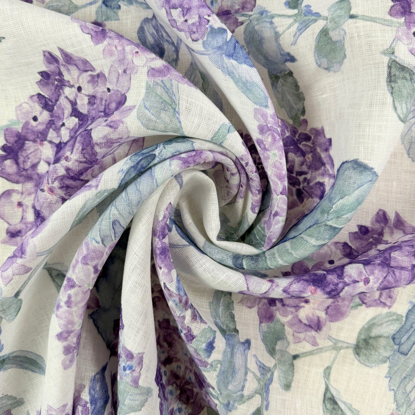 45" Remnant - European Linen - Purple Hydrangea - 59"