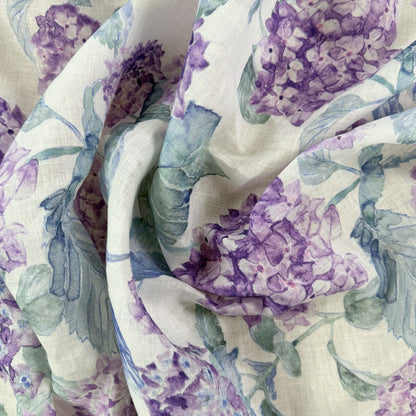 45" Remnant - European Linen - Purple Hydrangea - 59"