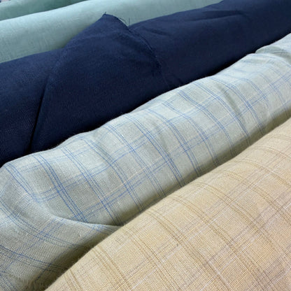 Yarn Dyed European Linen - Pale Aquamarine Plaid - 59"