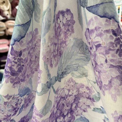 45" Remnant - European Linen - Purple Hydrangea - 59"