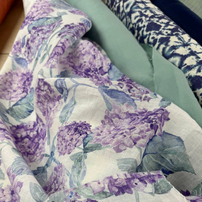 45" Remnant - European Linen - Purple Hydrangea - 59"