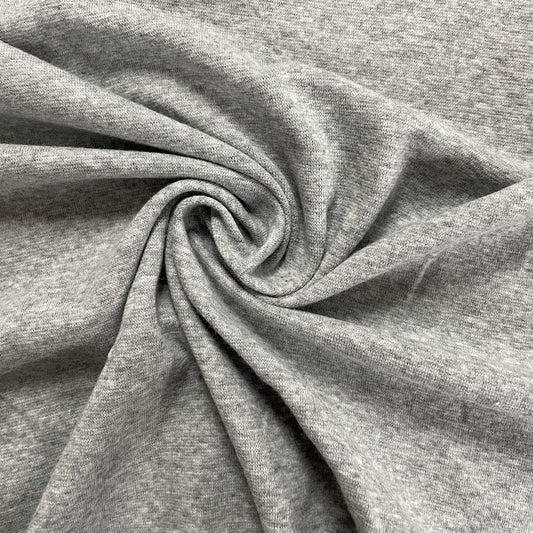 15" Remnant - Cotton Spandex 1x1 Rib Knit Fabric - Heather Grey - Deadstock