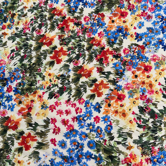 Digitally Printed Linen & Viscose Slub - Floral Multicolour
