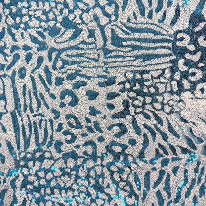 Sequins on Mesh Knit - Blue Zebra Print - Deadstock