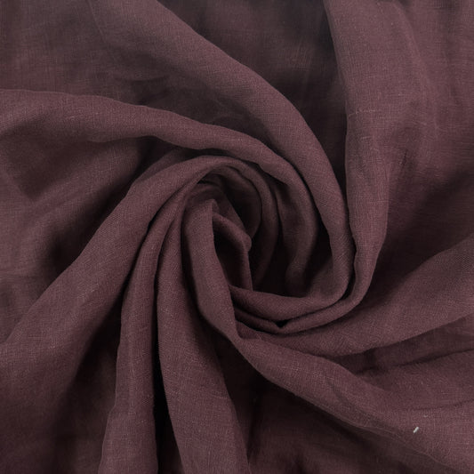 Sandwashed 100% Linen - Dark Plum