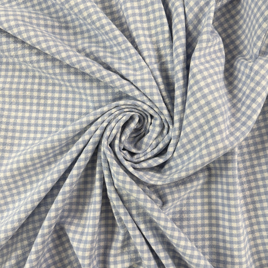 Organic Yarn Dyed Cotton - Powder Blue Gingham